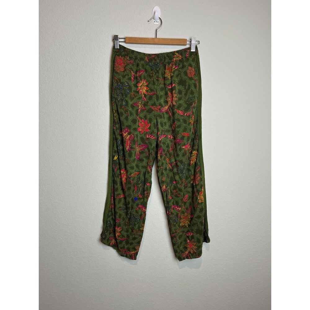 Ett:twa Pants‎ Womens Small Green Floral Rayon Ankle Crop Pull On Anthropologie